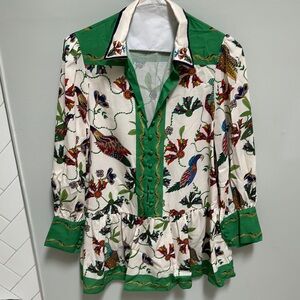 Green and White Women's Top